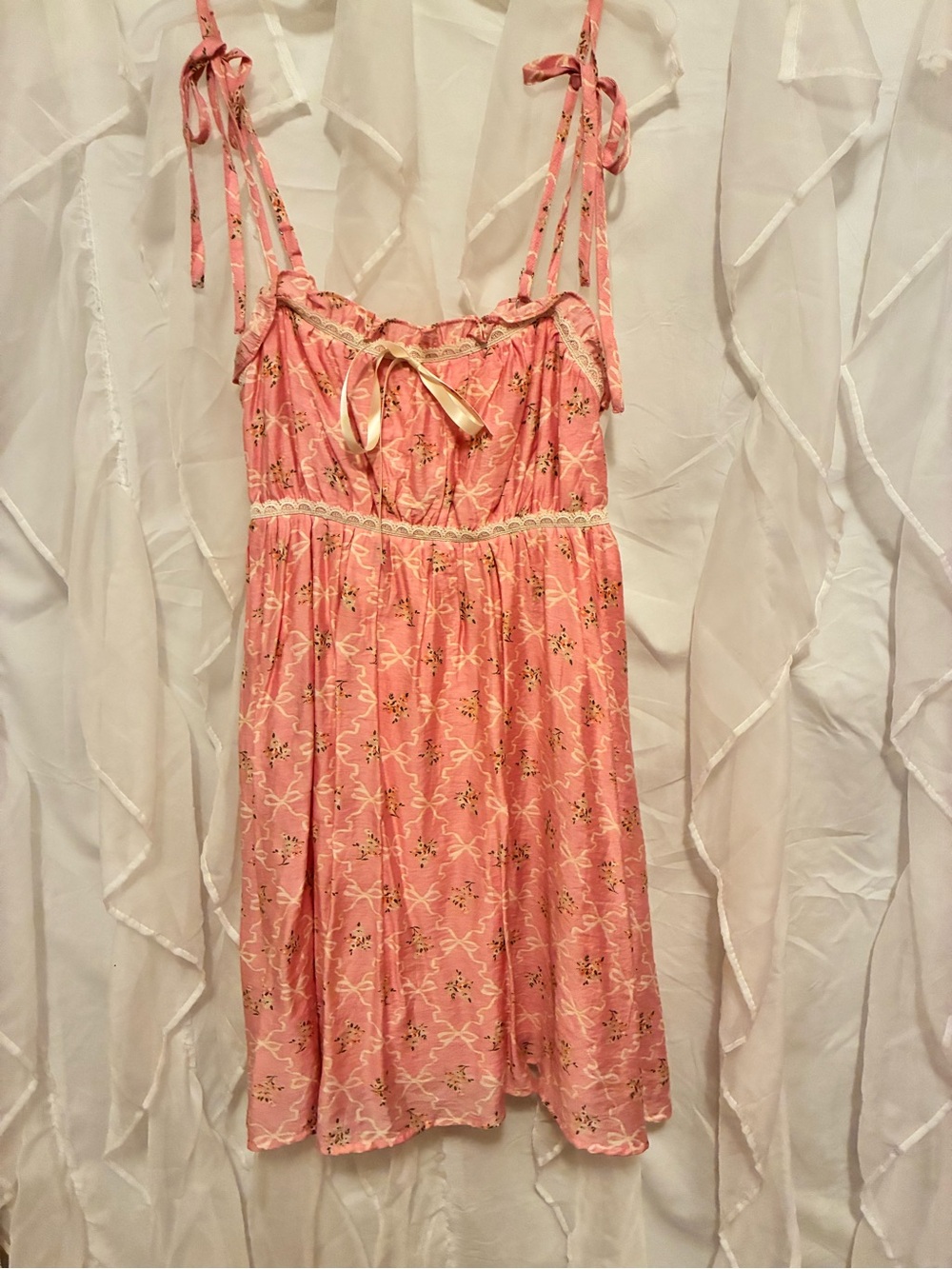Pink Floral Tie-Shoulder Sundress